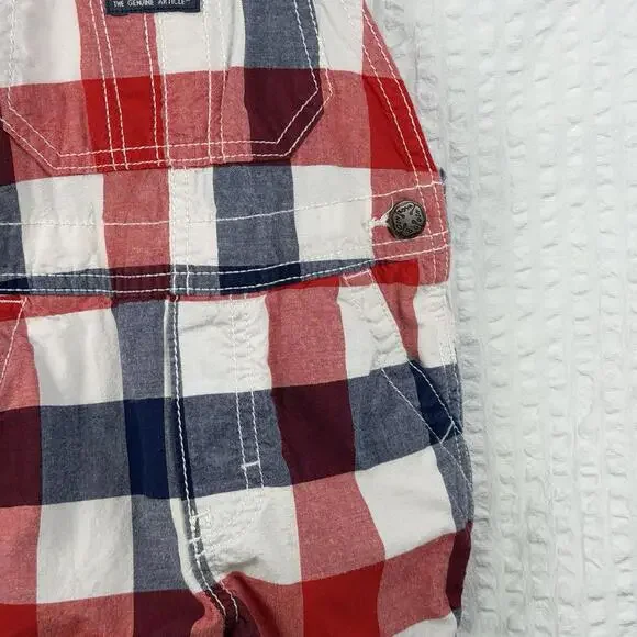 Osh Kosh Patriotic Overalls Red White Blue Gingham 2T 100% Cotton Summer - Picture 4 of 9